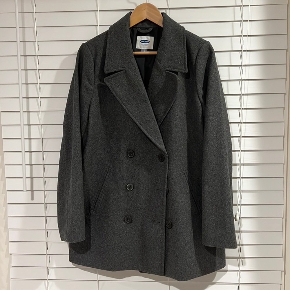 Old Navy Women’s Pea Coat, Heather Gray, Size Large, NEVER WORN